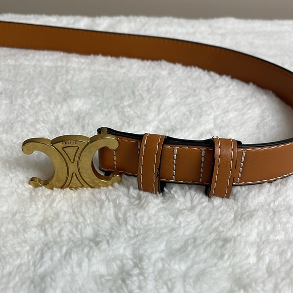 Celine Paris Triomphe Classic Soft Smooth Brown Leather Womens 110 Made In Italy - Picture 4 of 8